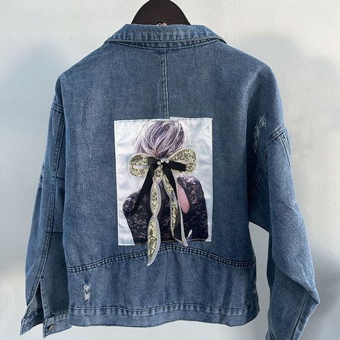 여성 소프트한 재질의 리본 청자켓 Women's denim jacket