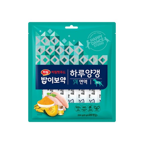 하림펫푸드 밥이보약 도그 하루양갱 간식 면역 28p, 224g, 2팩