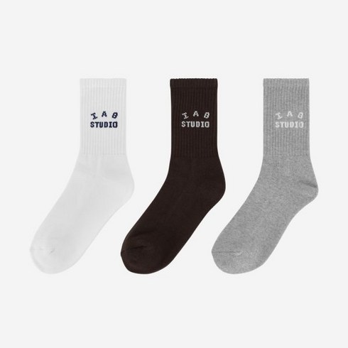 [정품] 아이앱 스튜디오 삭스 팩 화이트 그레이 브라운 IAB Studio Socks Pack White Brown 402768