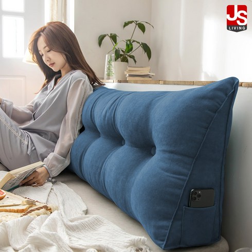 JS리빙 [리퍼브 50% 이상 제품] 대형 삼각등쿠션 침실 침대등받이쿠션 중형 쇼파쿠션 침대헤드쿠션 사무실 의자 허리 등 받침대 삼각 등받이 - 중형 네이비 / PC-B501