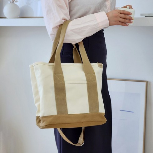 이너소울 데일리 기저귀가방 캔버스 크로스백 숄더백, 베이지