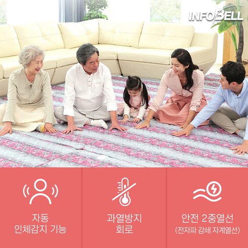 2023년 가성비 최고 안전한 전기매트 - [TV홈쇼핑 정품 인포벨] 자동으로 꺼지는 안전한 전기매트 똑순이 절전형 매트 인체감지 전기장판 특허받은 온열매트 거실 침대, 본품(싱글)