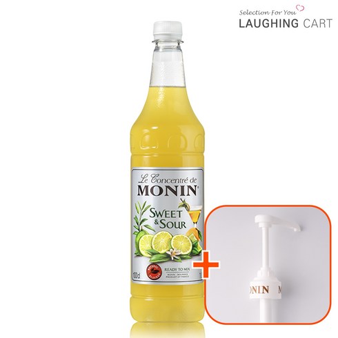 스윗앤사워믹스 - [러핑카트] 모닌 스윗앤샤워 시럽 1000ml+모닌 시럽펌프(과일분말증정), 1L