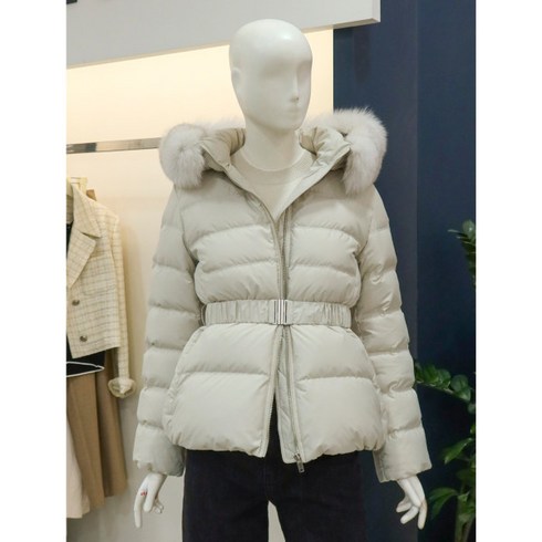 나이스크랍 나이스클랍 밴딩벨트 폭스퍼 덕다운 숏 패딩(A234PWDA11)IV