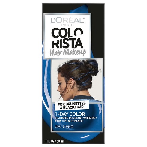 L'Oreal Paris Colorista 로레알 파리 헤어 메이크업 원데이 염색약 핑크 블루 2팩, 2개