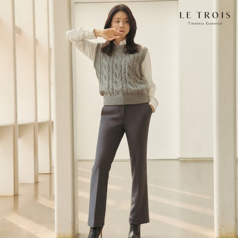 [KT알파쇼핑][LE TROIS]23FW 이보영의르투아 크레이프 웜 본딩 팬츠 3종