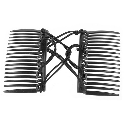 1/2pcs 신축성 매듭이있는 더블 콤 헤어 클립 조절 가능한 탄력적 인 헤어 핀 여자 여자 updo ponytail holder barrettes 액세서리, 검은색