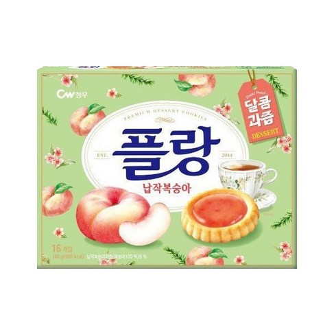 청우식품 플랑 납작복숭아 쿠키, 160g, 8개