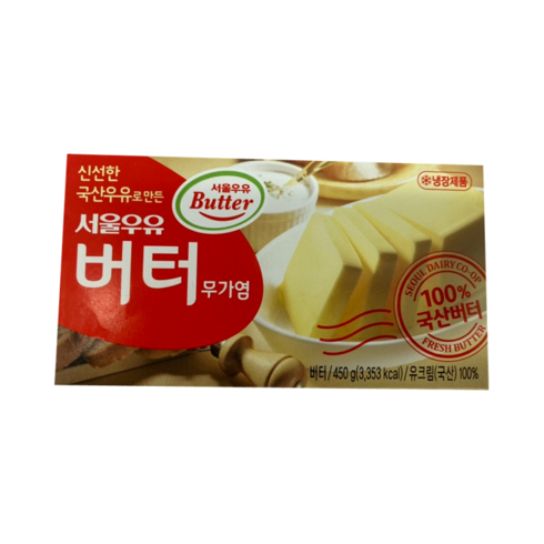 서울우유 국산원유100% 무가염 버터 450g, 1개