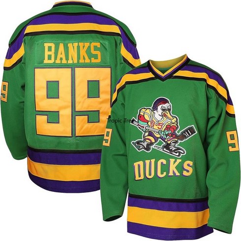 하남원데이클래스 - 아이스하키유니폼 Charlie Conway Mighty Ducks 저지 96 남성용 영화 99 Adam Banks 스포츠 스티칭 글자 숫자