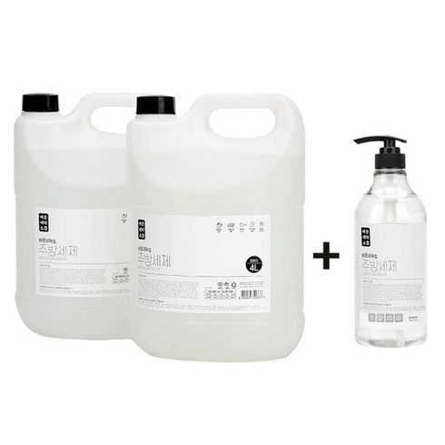 바른세탁소 주방세제 4L x 2개+ 펌프용기1개 저자극세제, 단품