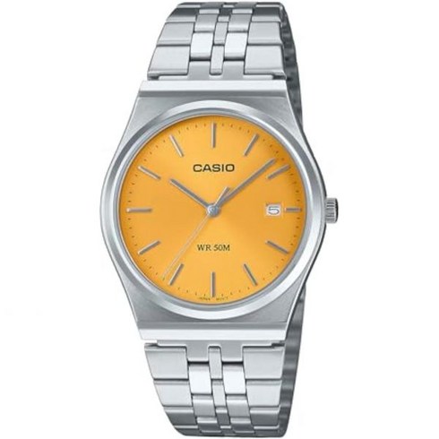 카시오mtpb145d - Casio 카시오 MTPB145D9AV 남성 빈티지 스테인리스 스틸 옐로우 다이얼 3핸드 아날로그 시계 345690