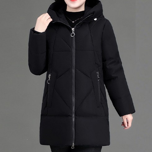 2023년 가성비 최고 여성 패딩코트 - 데일로엔 여성 빅사이즈 심플 후드 롱 다운 패딩 점퍼