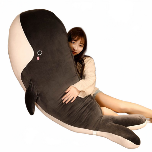 동물 고래 바디필로우 인형 모찌 안고자는인형 롱쿠션, 블랙, 100CM(탈부착 세척)