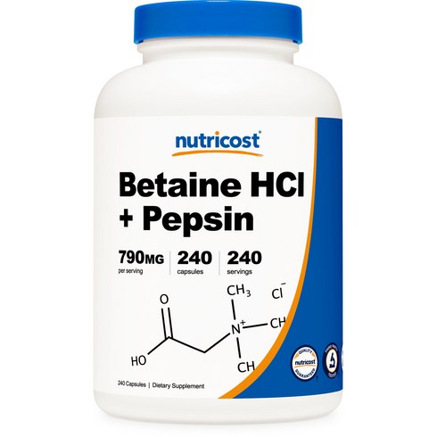 HCL - 뉴트리코스트 베타인 HCI + 펩신 790mg 캡슐 글루텐 프리, 240정, 1개