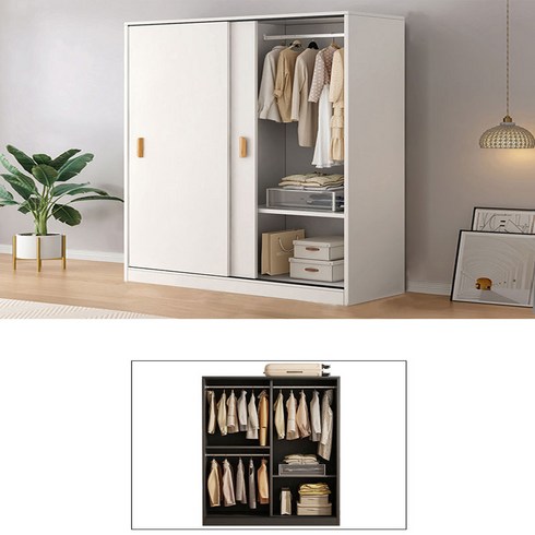 남쪽나무 3컬러 옷장 슬라이딩옷장 서랍옷장 원목옷장 120/140cm*50cm*180cm, white