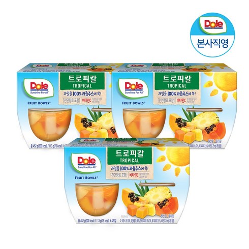 과일통조림 - Dole 후룻볼 트로피칼 113g x 12개입 과일 통조림, 12개, 452g, 3개