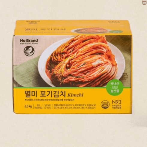 노브랜드 김치 별미 포기김치 국내산 신선 농산물 3.5KG 1개, 노브랜드 별미포기김치 3.5kg