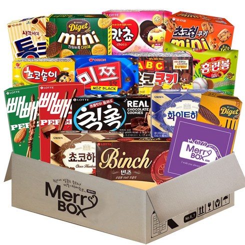 2023년 가성비 최고 과자묶음 - [메리박스] 초코과자 15종 2호(홈런볼+초코하임+화이트하임+칸초+ABC초코쿠키+빼빼로(초코+아몬드)+통크+미쯔+다이제미니+다이제씬+초코송이+초코칩미니+빈츠+칙촉)+메세지카드, 1세트