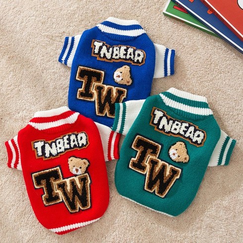 2023년 가성비 최고 강아지고글자켓 - 코포강아지 반려동물 가을겨울 야구점퍼 니트자켓, 빨강