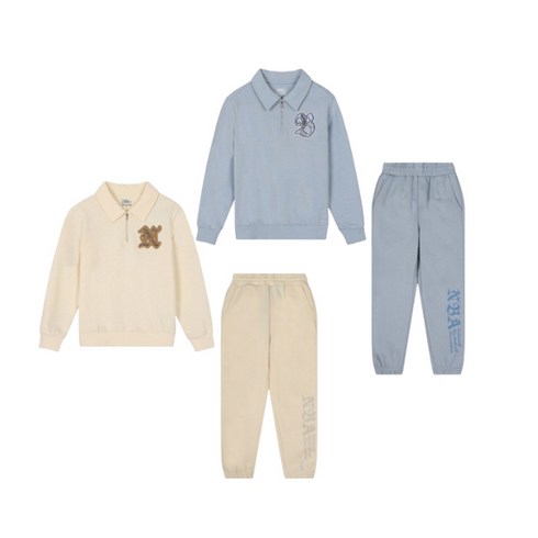 NBA키즈 NBA 아플리케 자수 반집업 맨투맨 바지세트K233TS030 TP030P