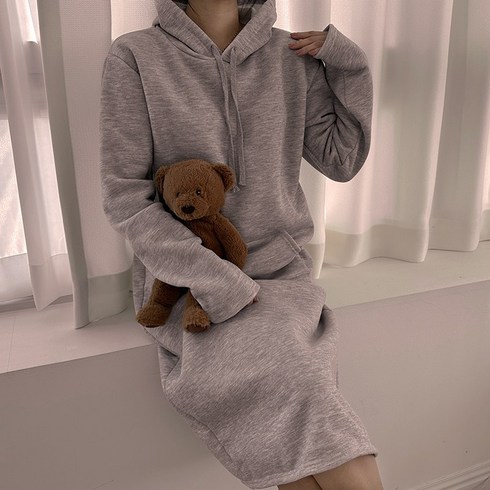 2023년 가성비 최고 겨울호캉스 - [기모안감]쥬디 긴팔 후드 롱원피스