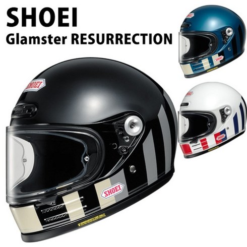 SHOEI Glamster 쇼에이 글램스터 RESURRECTION 풀페이스 헬멧, 블루+블랙