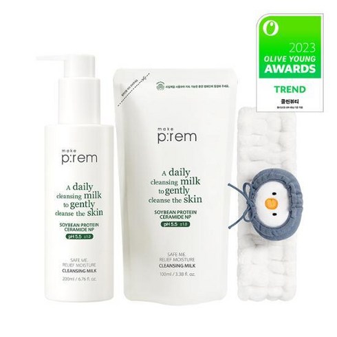 메이크프렘클렌징밀크리필 - 메이크프렘 세이프 미 릴리프 모이스처 클렌징 밀크 200ml (+리필팩100ml), 300g, 1개