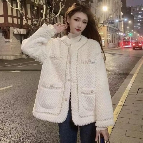 2023년 가성비 최고 뽀글이코트 - ANYOU 겨울 캐주얼 여성 뽀글이 코트 패션 루즈핏 여성 뽀글이 코트