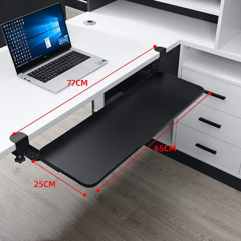 키보드받침대 - 리빙장군 무타공 키보드받침대 트레이 데스크 확장선반, 65cm, 1개, 블랙