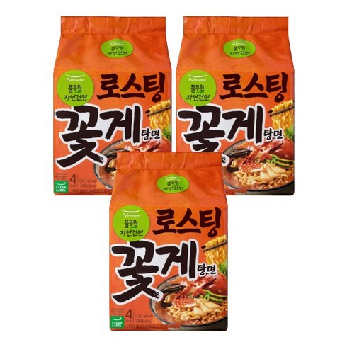 꽃게탕면 - 풀무원 꽃게탕면 103g 생면식감 라면 건면, 12개