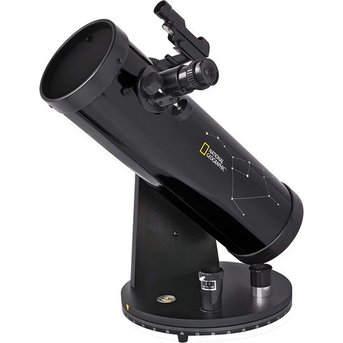 입문 전문 천체 망원경 고배율 전문우내셔널 지오그래픽 망원경 114/500 콤팩트 방위각 테이블 마운트 액세서리 트레이 및 소형 돕소니안 디자인의 LED 레드 닷 파인더 블랙