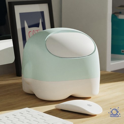 미니 외계인 스타일링 탁상용 수납 휴지통 Wvg6, 다크그린