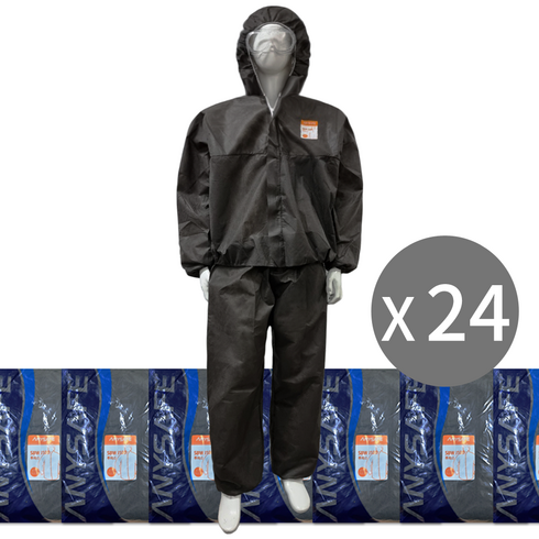 24벌 1박스 애니세이프 투피스작업복 일회용작업복 부직포 방진복 분진복 방역복 보호복 위생복 위생가운 분리형 회색, 24개