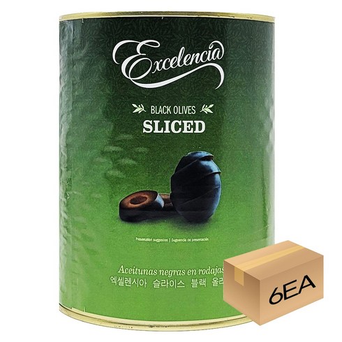 1박스) 엑셀렌시아 블랙올리브 슬라이스 3kg x 6개입, 6개, 3000g