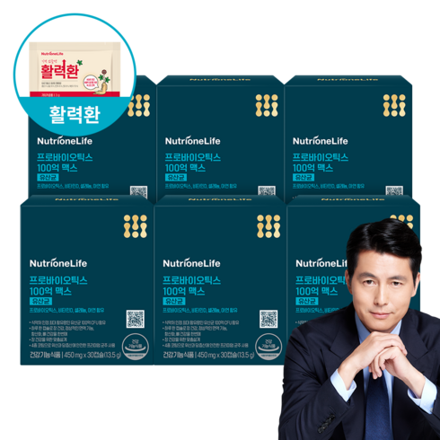 뉴트리원 100억 유산균 프로바이오틱스 식물성캡슐 4중코팅 포스트바이오틱스 셀렌 아연 유산균보호특수용기 활력환 기획세트, 30정, 6개