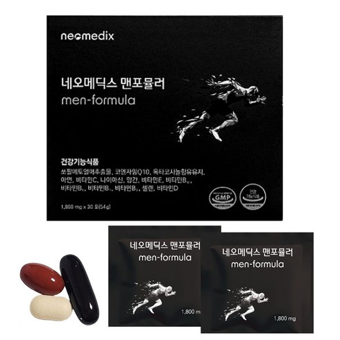 네오메딕스 맨포뮬러 1800mg 30포 1개월 남성 전립선 건강 쏘팔메토 옥타코사놀 코큐텐 사군자, 1박스