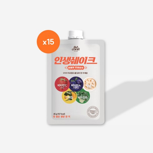 인생쉐이크 - [5Colors a day] 인생쉐이크 45g 파우치 15개입(일반택배박스), 15개