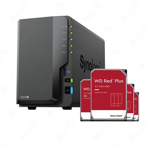 ds224+ - 시놀로지 DS224+ 20TB (10TBx2) WD RED Plus HDD