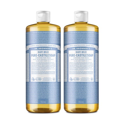 2023년 가성비 최고 닥터브로너스 - 닥터브로너스 베이비 마일드 퓨어 캐스틸솝 950ml 2개