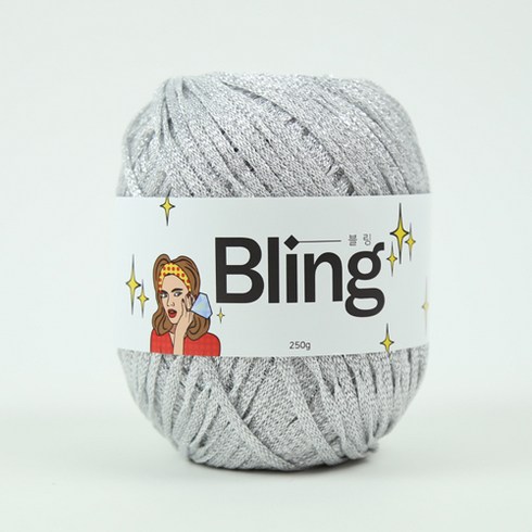 [앵콜스] 블링 Bling (250g) 메탈사 네트백 반짝이실 털실, 12 블링화이트실버, 1개