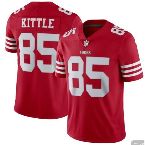 NFL 49 ers 샌프란시스코 No. 85 KITTLE 미식 축구 럭비 유니폼 저지, 레드, 1개