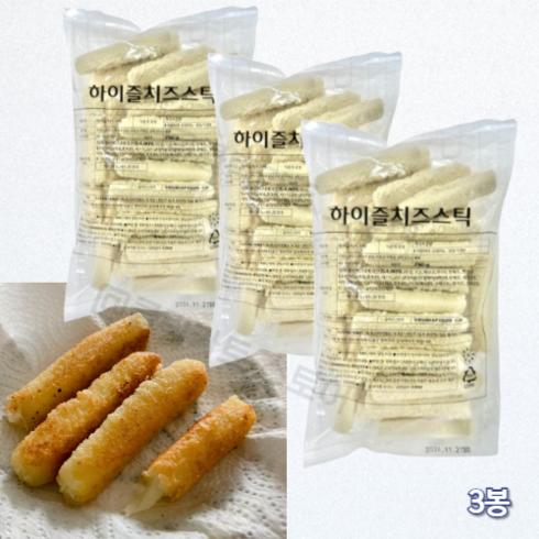 {냉동} 하이즐 치즈스틱 3봉지 (25g x 30개) 맛있는 모자렐라치즈, 25g, 90개