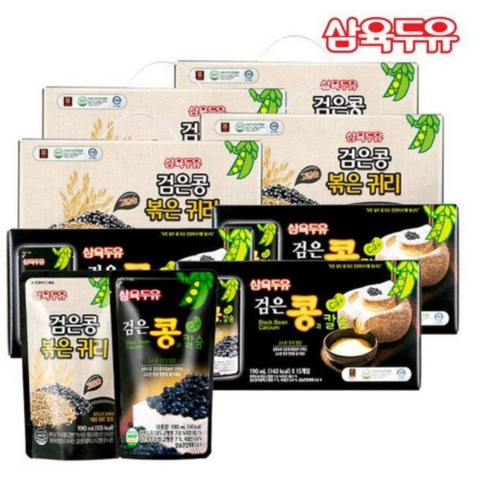 삼육두유 - 삼육두유 105팩 검은콩귀리두유 60팩 + 검은콩과칼슘 45팩 아침대용 단백질보충, 삼육 검은콩귀리두유 60팩 + 검은콩과칼슘 45팩, 190ml