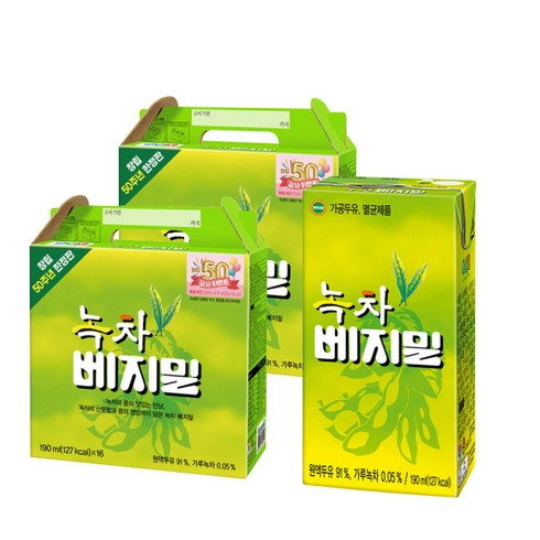 정식품 녹차 베지밀 두유 190ml 32팩, 32개