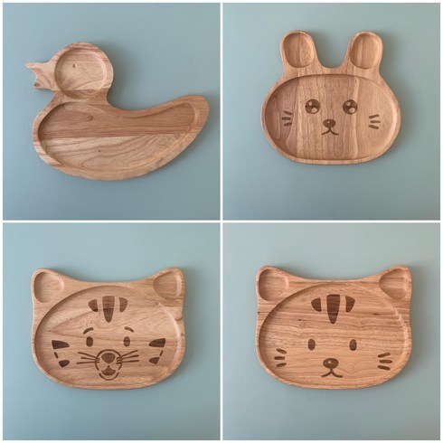 애니멀 우드 플레이트 친환경 유아식기 돌아기식판 아기선물 육아템, Duck Wood Plate