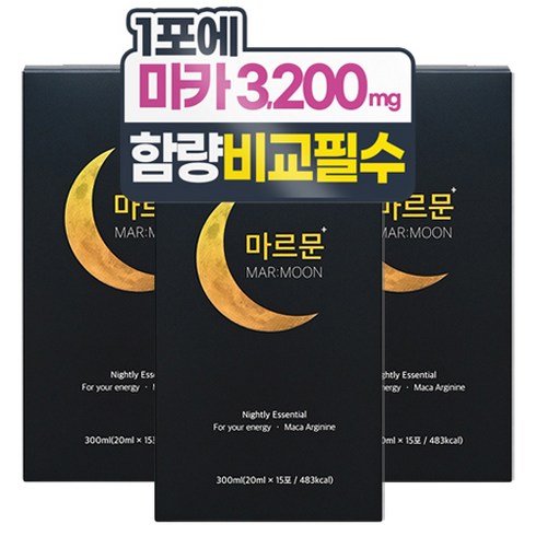 아자차 마르문 남성 아르기닌 마카 아연 야관문 고함량 액상스틱, 300ml, 3개