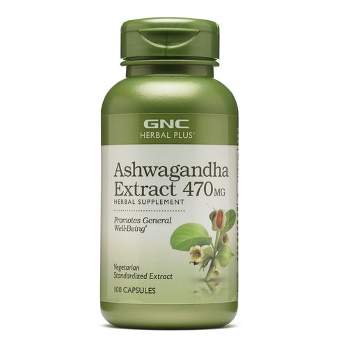 GNC 아쉬와간다 470mg 100정 (캡슐) Herbal Plus Standardized Ashwagandha Extract 100caps, 1개