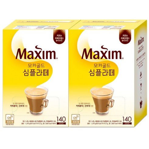 맥심 모카골드심플라떼, 10.5g, 140개입, 2개