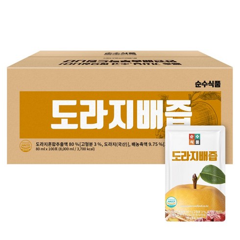 도라지배즙 - 순수식품 도라지배즙, 80ml, 100개